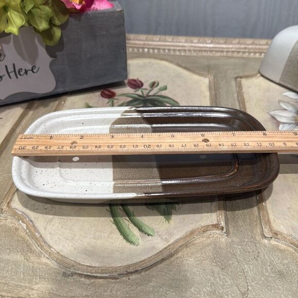 Vintage 70s Mikasa Studio Kiln Stoneware Butter Dish Potters Art Line Ben Seibel - Picture 13 of 14